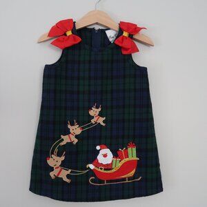 Toddler Girl Christmas Santa Dress Plaid Reindeer Size 24m
